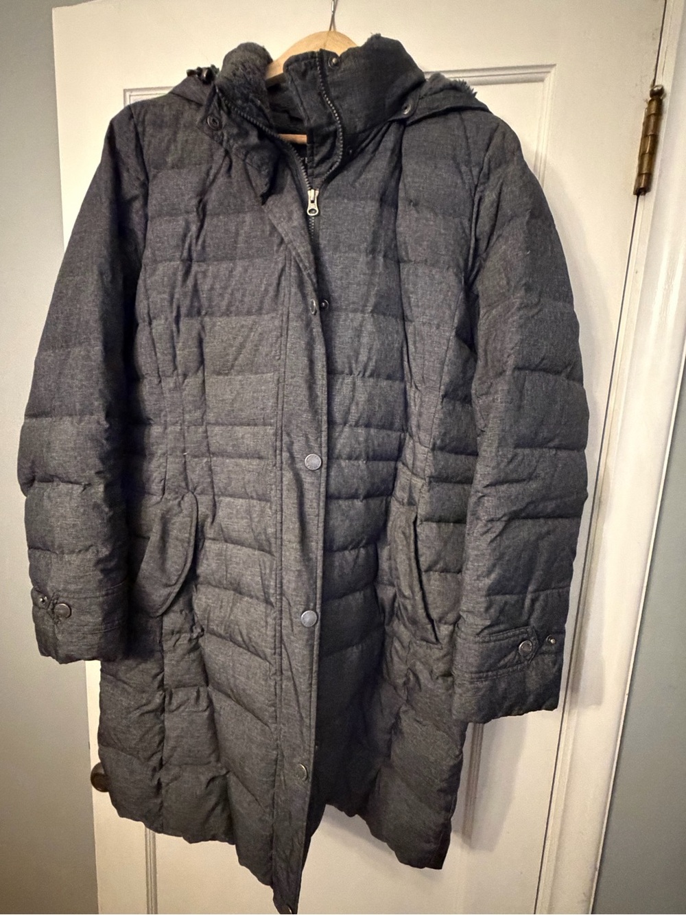 Lands' End Women's Quilted Hooded Puffer Coat - Charcoal Gray